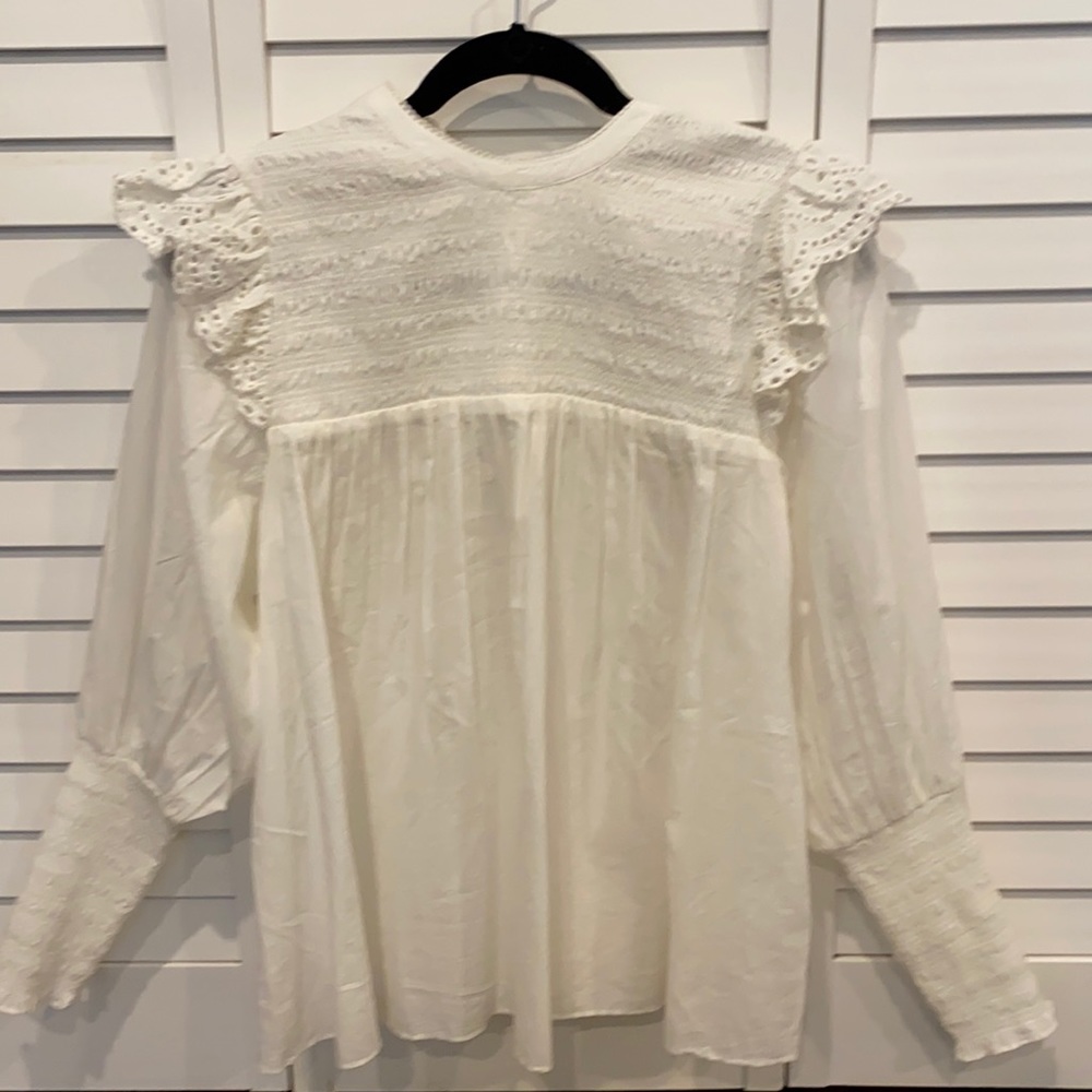 Steele Label white cotton blouse.